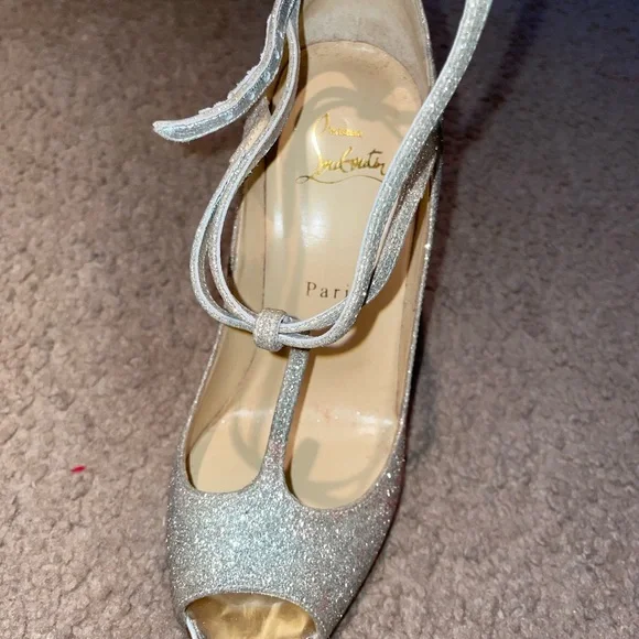 Christian Louboutin Talitha 100 Glitter mini/ specchio toe - Picture 12 of 14